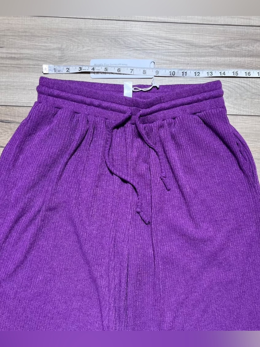 Dear Scarlett Womens Wide Leg Ribbed Pull On Pants Size Large Purple - Picture 2 of 12